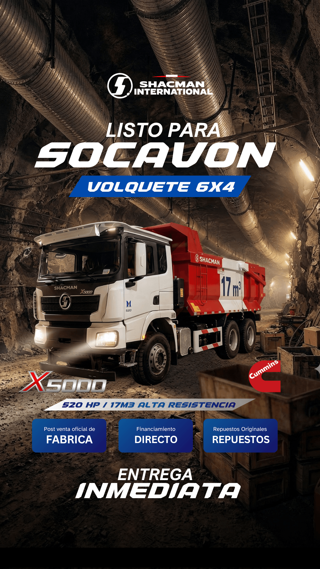 volquete 6x4 shacman socavón