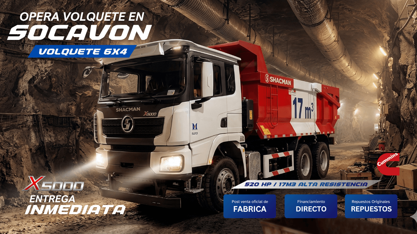 volquete shacman socavón